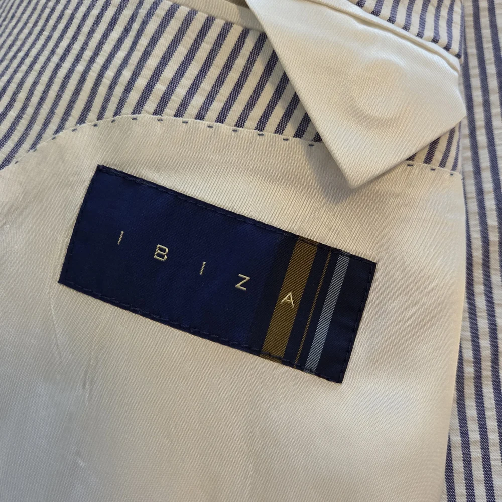 Men's Ibiza Striped Navy Seersucker Blazer - Picture 5 of 12
